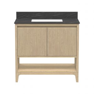 Redmond 37"W Natural blonde Vanity Cabinet with Sintered stone Gray top