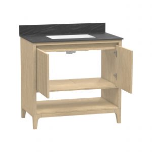Redmond 37"W Natural blonde Vanity Cabinet with Sintered stone Gray top - Image 2