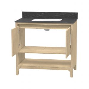 Redmond 37"W Natural blonde Vanity Cabinet with Sintered stone Gray top - Image 7