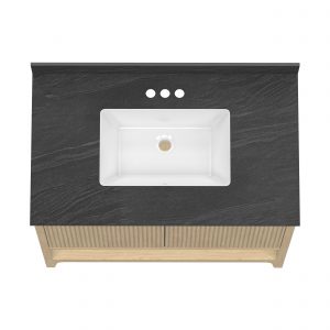 Redmond 37"W Natural blonde Vanity Cabinet with Sintered stone Gray top - Image 3