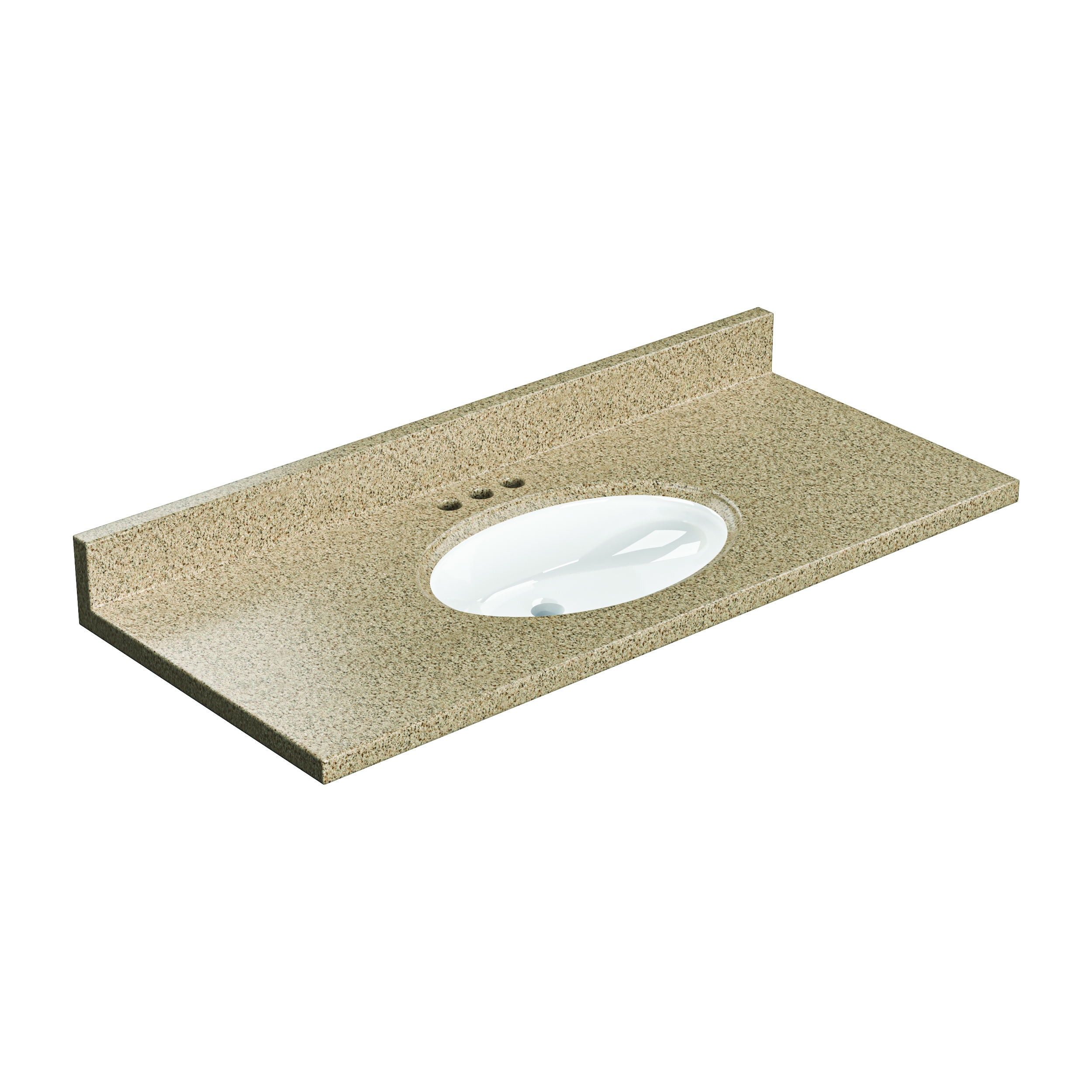 43"W x 19"D Caramello Cultured Marble VT with ONRC Bowl - Image 2