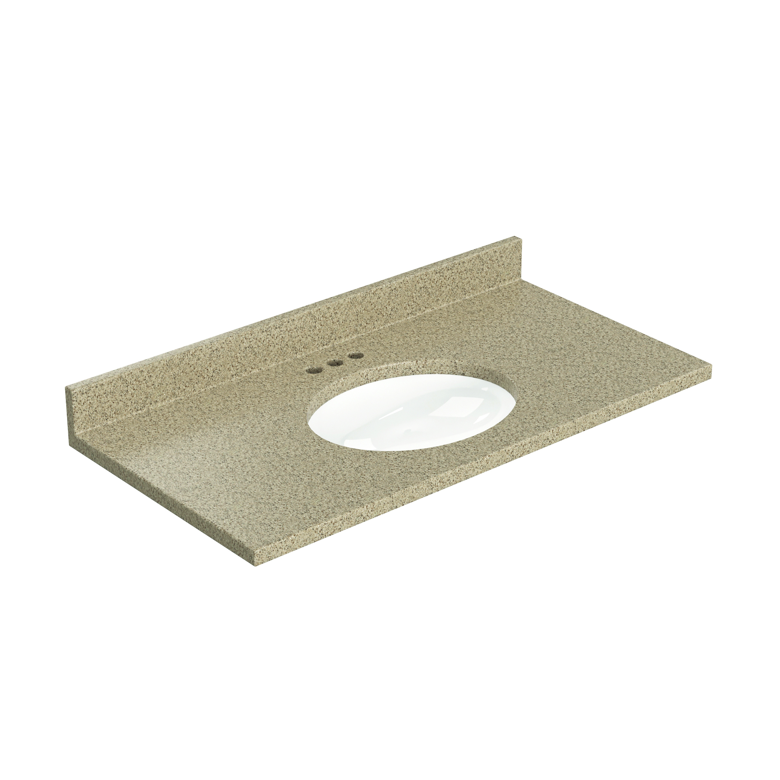 43"W x 22"D Caramello Cultured Marble VT with ONRC Bowl - Image 2