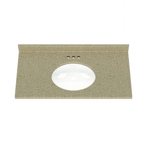 43"W x 22"D Caramello Cultured Marble VT with ONRC Bowl - Image 3