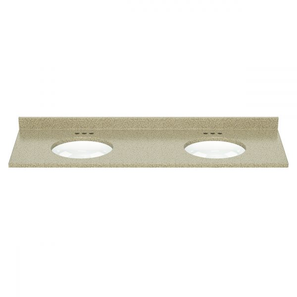 73"W x 22"D Caramello Cultured Marble VT with ONRC Bowls