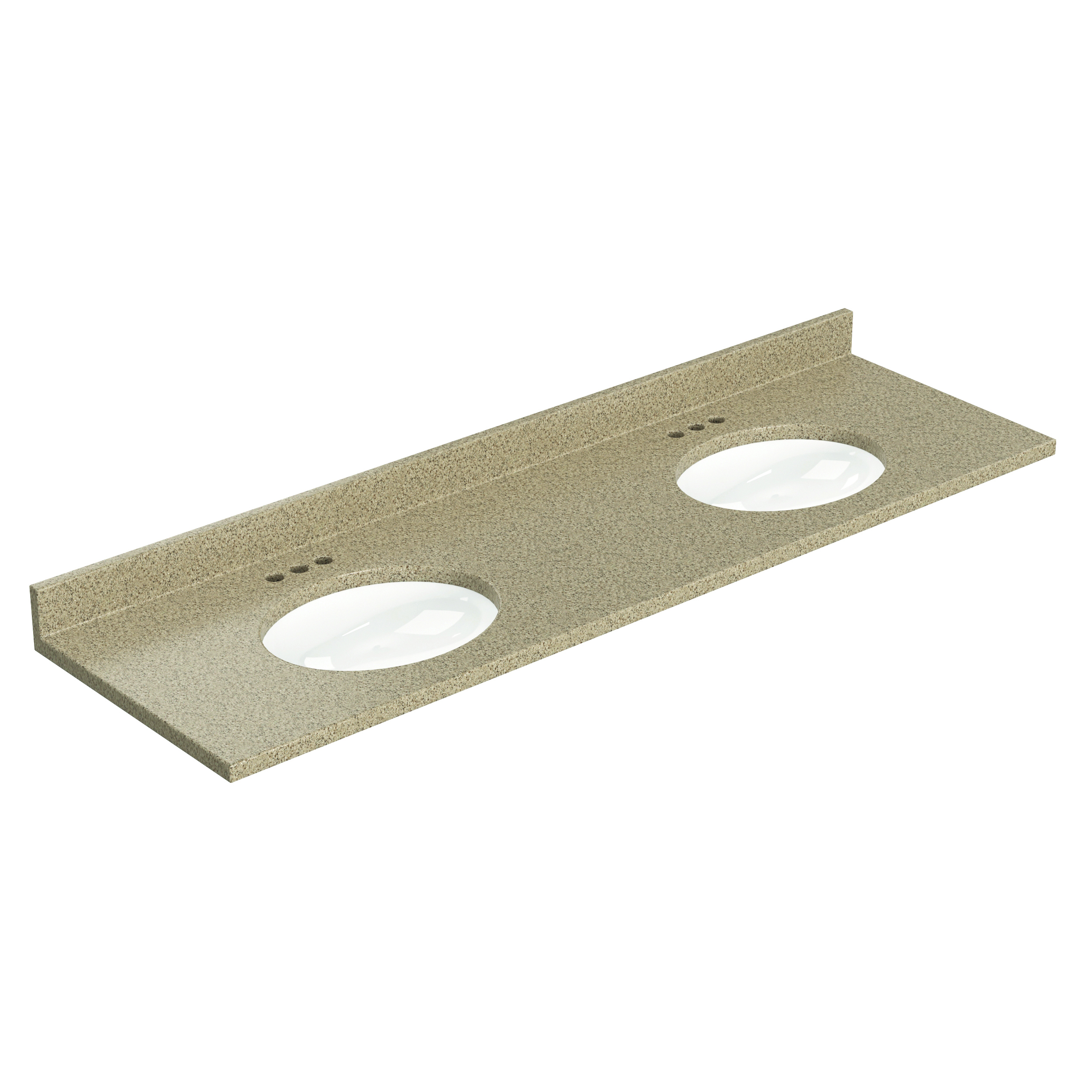 73"W x 22"D Caramello Cultured Marble VT with ONRC Bowls - Image 2