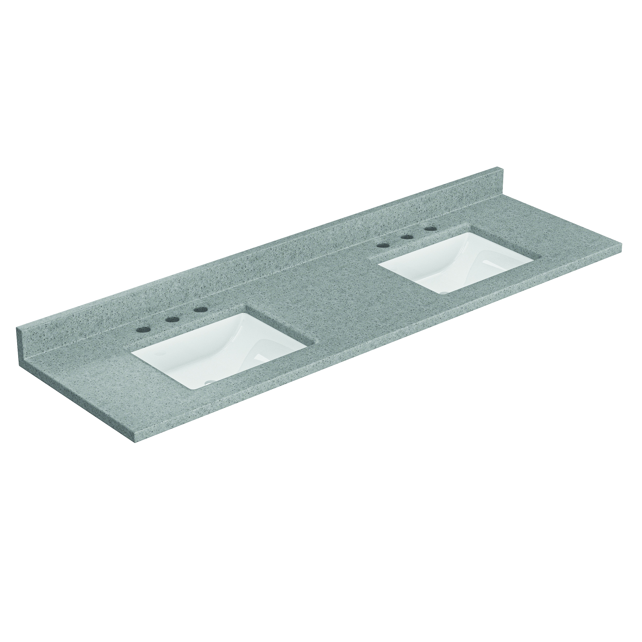 73"W x 22"D Luna Cultured Marble VT with Rect Wave Bowls - Image 2