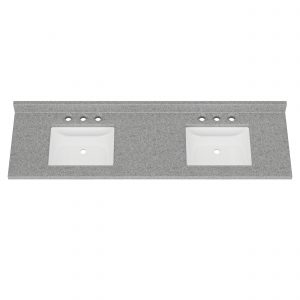 73"W x 22"D Luna Cultured Marble VT with Rect Wave Bowls - Image 3