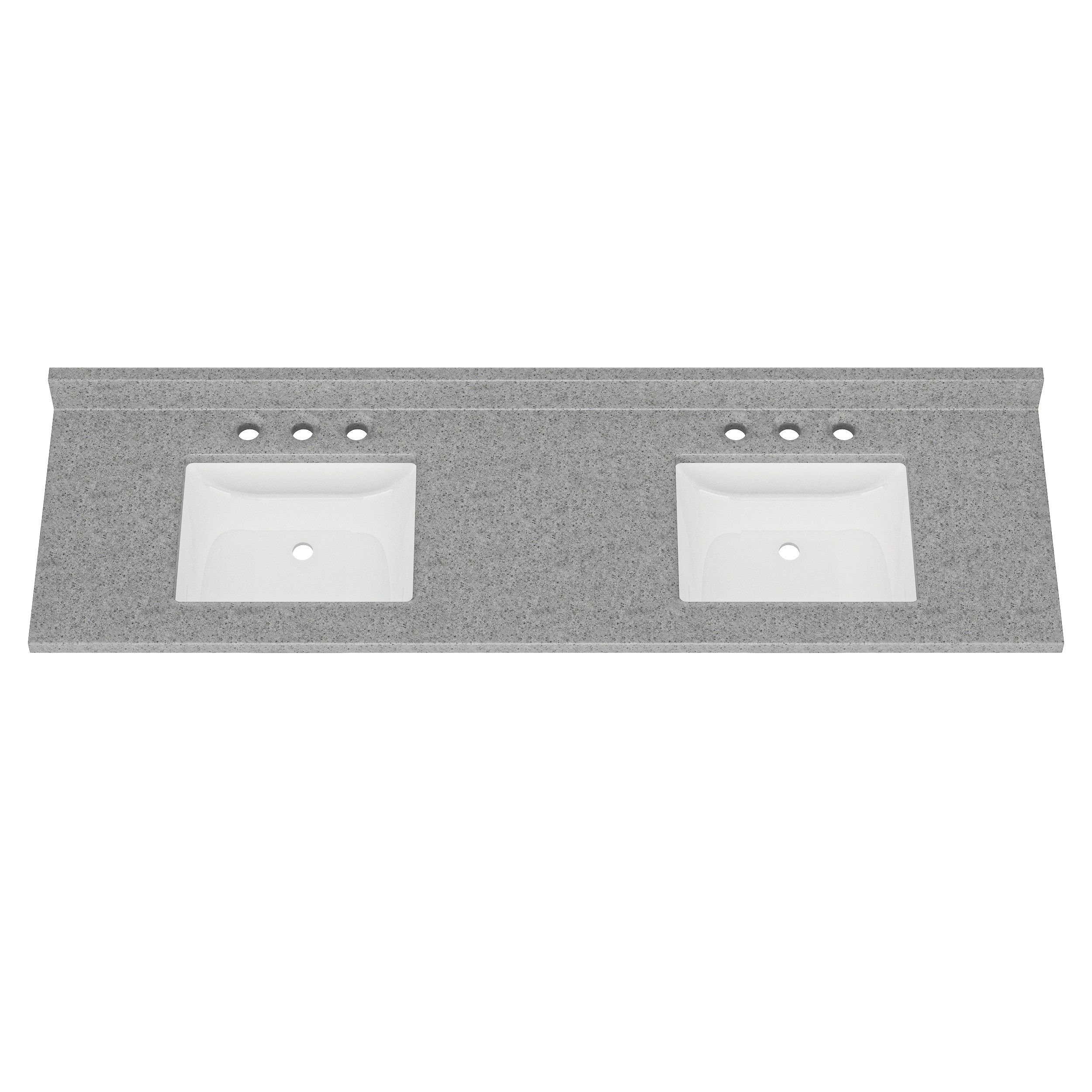 73"W x 22"D Luna Cultured Marble VT with Rect Wave Bowls - Image 3