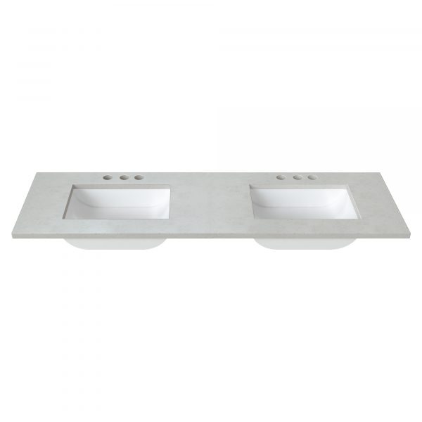 61"W x 22"D Silver stream Cultured Marble VT DB RECUM