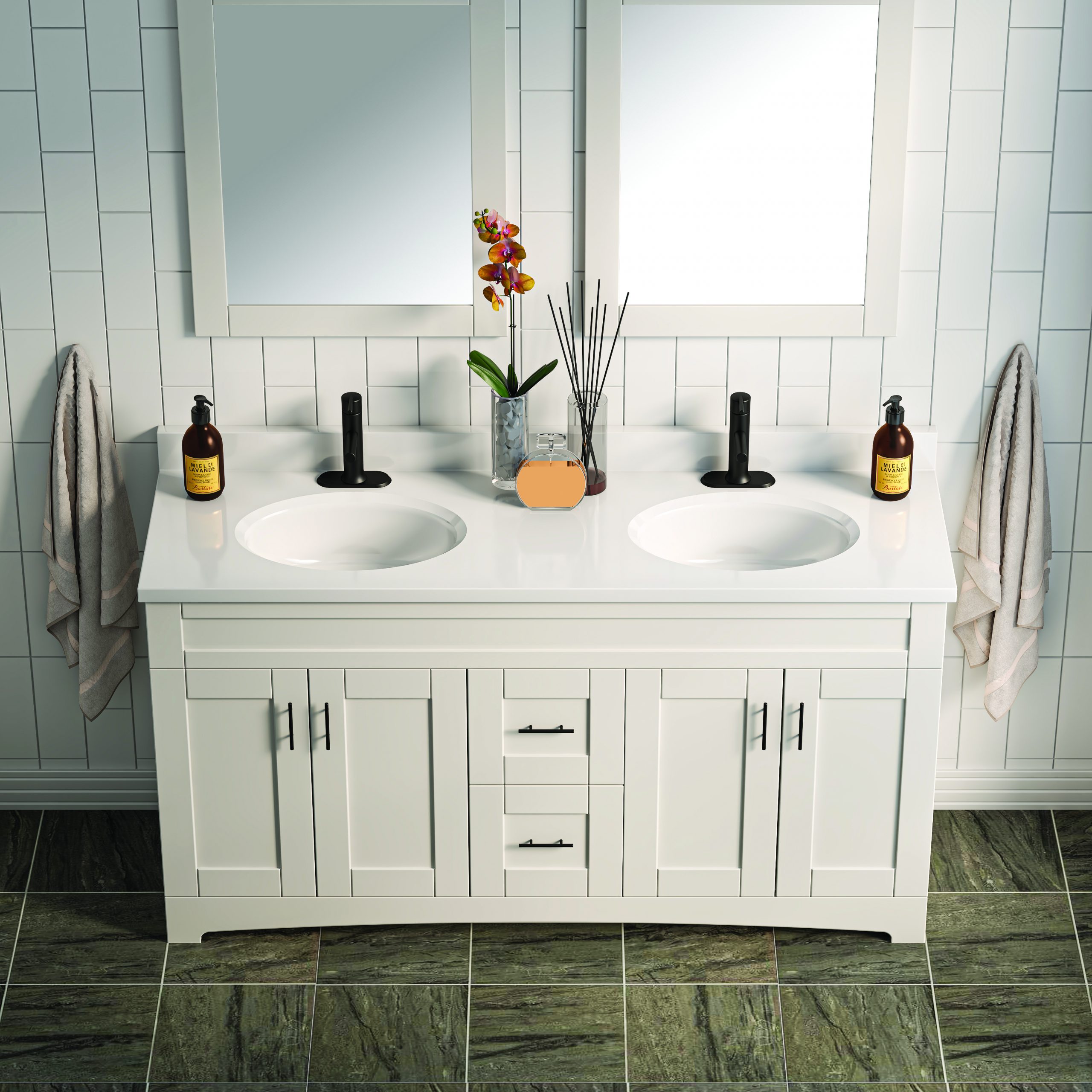 61"WX19"D WHITE OVAL VTOP DB - Image 4