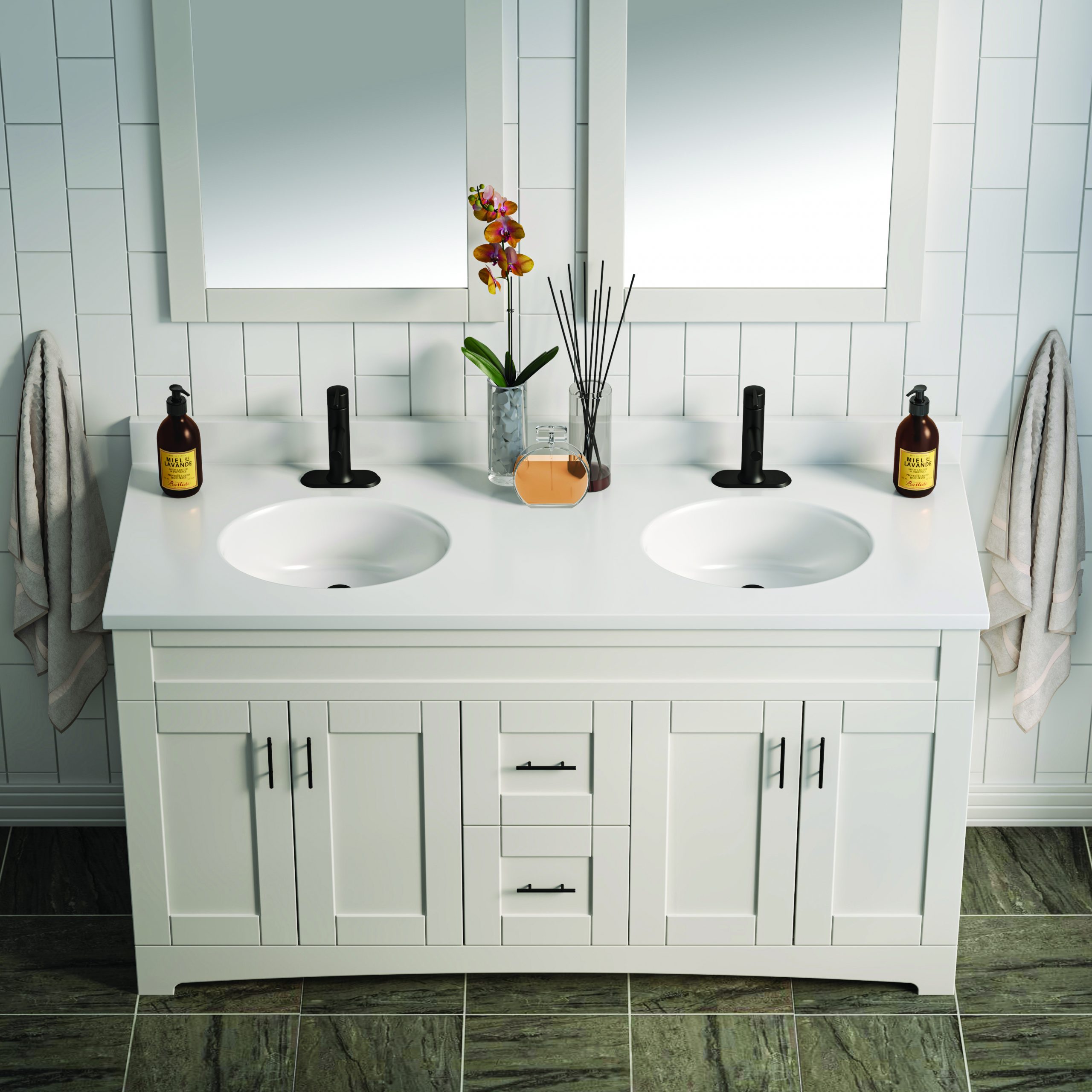 61"WX22"D WHITE OVAL VTOP DB - Image 4