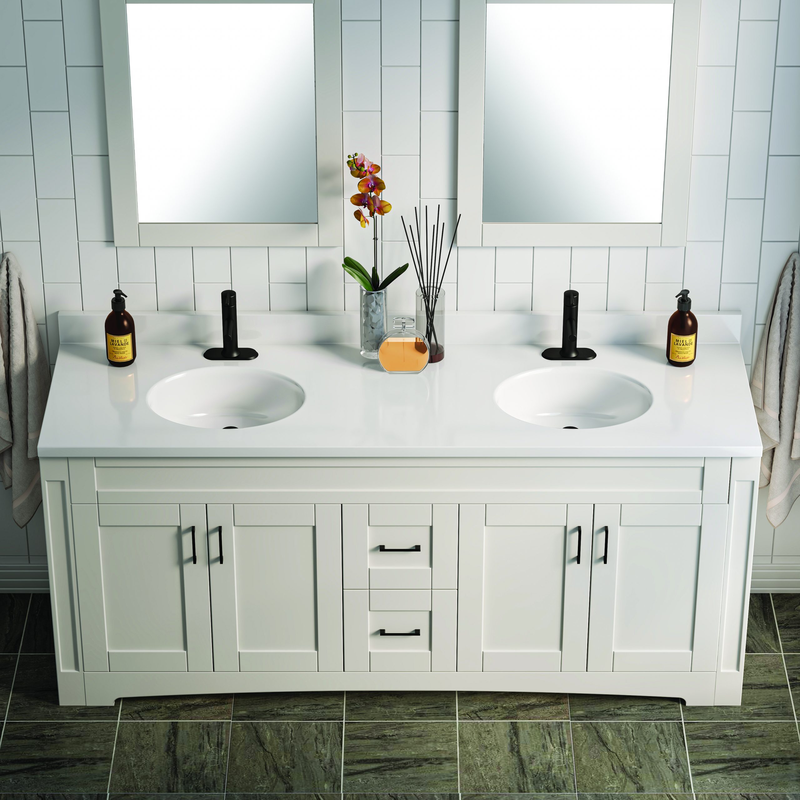 73"WX22"D WHITE OVAL VTOP DB - Image 3